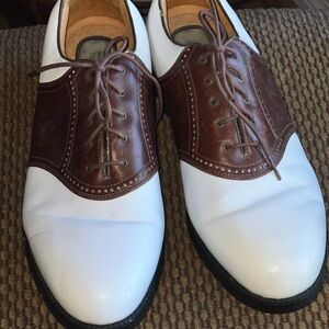 Nike Men's White and Brown Golf Oxfords